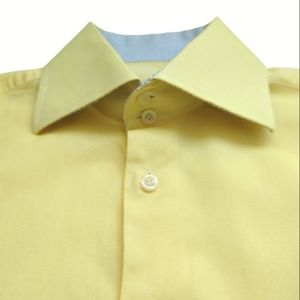 EREDI PISANO Yellow Cotton Long Sleeves Summer Button up Dress Shirt